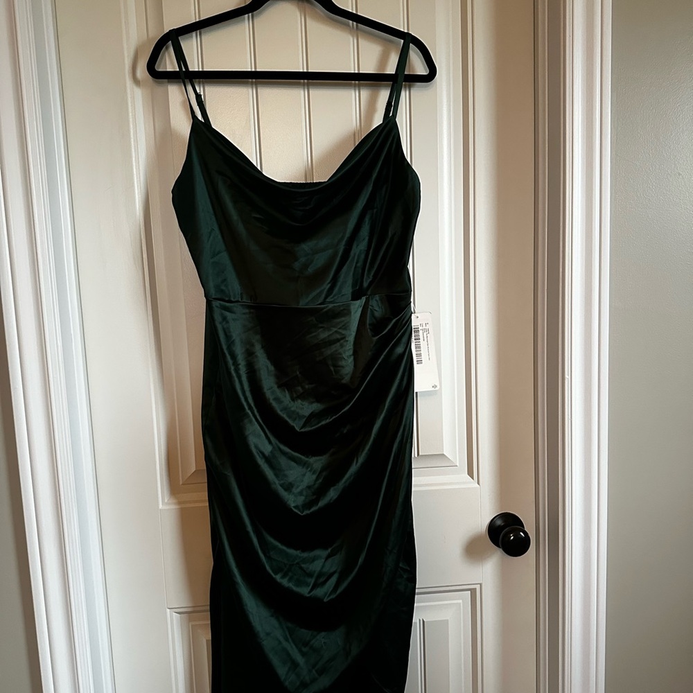 Elegant Green Satin Dress